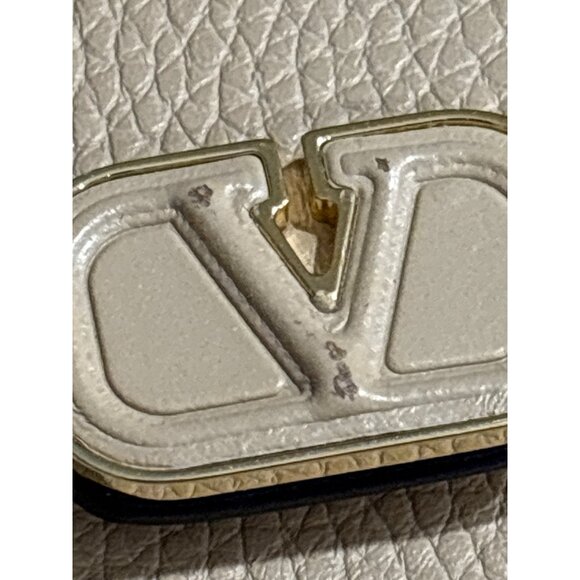 Valentino Garavani V Logo Card Case in Cappuccino Womens Leather Wallet - Picture 8 of 12